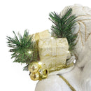 Pupazzo Babbo Natale H90 cm con Luci e Suoni Bianco e Oro