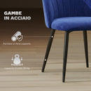 Set 2 Sedie da Pranzo 52x55x79 cm Imbottite con Schienale a Conchiglia in Velluto Blu      