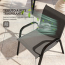 Set da Giardino con Divano 2 Poltrone Impilabili e Tavolino in Vetro Nero    
