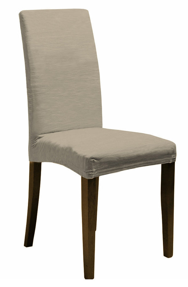 Set mit 2 Stretch-Stuhlhussen aus cremefarbenem Polyester sconto