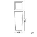 Vaso Quadrato Luminoso da Giardino Solare Autoricaricabile 45x45x102 cm in Polietilene Sined Solar 102 Bianco