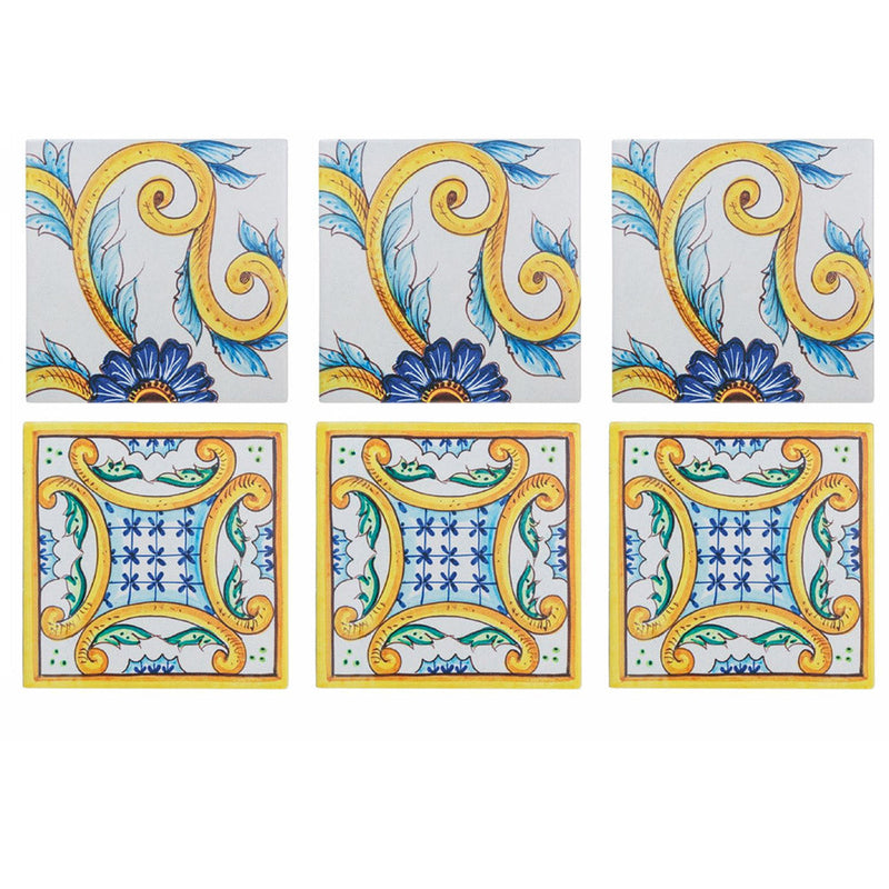 Set 6 Sottobicchieri 10x10x1 cm  in Ceramica VdE Tivoli 1996 Le Riggiole