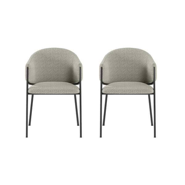 acquista Set 2 Sedie Medea 53x60x78 cm in Tessuto Easy-Clean Bouclé Grigio Chiaro