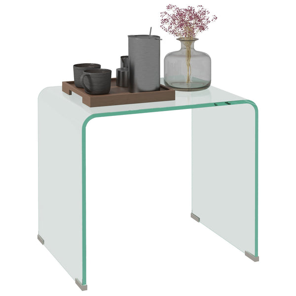 Tavolino da Salotto in Vetro Temperato Design Monoblocco Moderno 50x40x45 cm prezzo