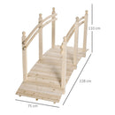 Ponticello per Giardino con Ringhiera 228x75x110 cm in Legno Naturale