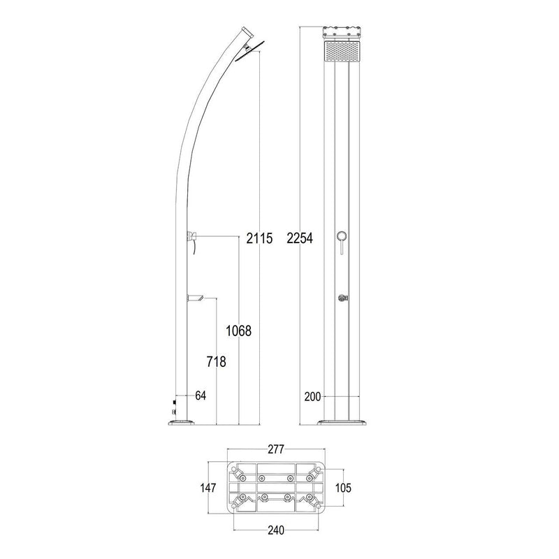 Doccia Solare da Giardino 30L Miscelatore e Lavapiedi Sined Lea Nera