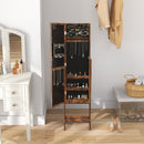 Armadietto Portagioie 36x30x136 cm con Specchio Regolabile e Luci LED in MDF e Vetro Marrone Rustico      
