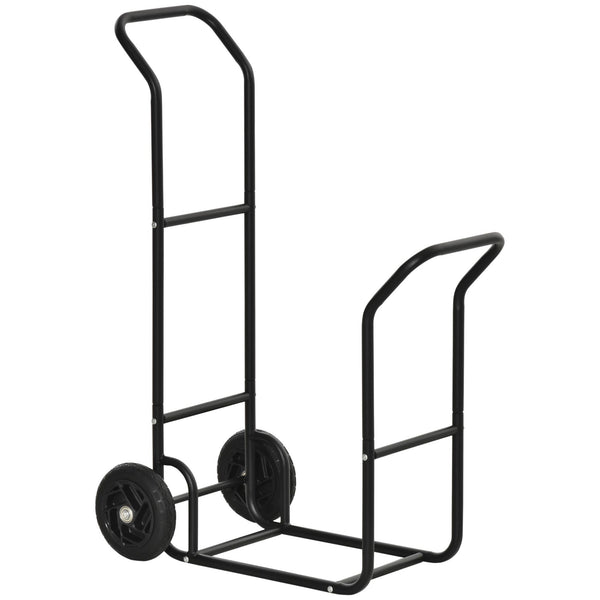 sconto Holzhalter für Kamin 77 x 42 x 105 cm mit schwarzen Stahlrädern