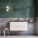 Mobile bagno sospeso 100 cm Bianco lavabo nero opaco Seattle con Specchio Bonussi
