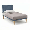 Letto Singolo con Rete Rivestita Microfibra Blu Tessis Testata Soft Varie Misure