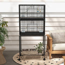 Doppia Voliera 2 Gabbie per Uccelli Impilati 77x46x164 cm in Acciaio con Ruote Nero