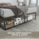 Struttura Letto Matrimoniale 190x160x35 cm con Doghe in Compensato e Contenitore Inferiore Nero