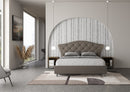 Letto Matrimoniale con Testata Imbottito in Similpelle Langre Cappuccino Varie Misure