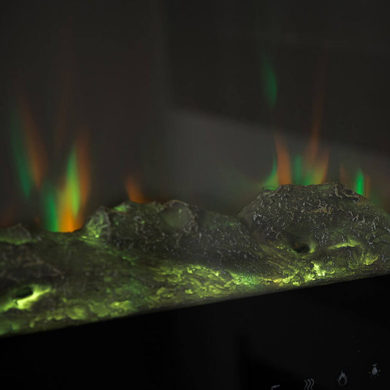 Camino Elettrico da Incasso Effetto Fiamma 101,6x14x54,6 cm 750W/1500W Nero 