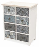Mobile 8 Cassetti 65x37x81 cm in Legno Soriani Bianco Anticato