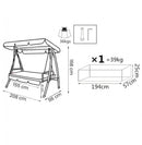 Dondolo Antigua con Cuscini 208x116x168 h cm in Acciaio Marrone