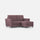 Divano 2 Posti con Pouf 152x155x85 cm Yasel in Tessuto Prugna