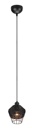 Lampada a Sospensione da Interno Attacco E27 in Tessuto Nero