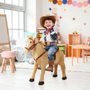 Cavallo Giocattolo con Suoni Realistici Sella Briglie e Poggiapiedi 85x28x60 cm in Poliestere Beige      