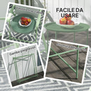 Tavolino da Giardino Ø46x50 cm con Vassoio Rimovibile e Gambe Pieghevoli in Acciaio Verde      