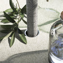Set Tavolo Quadrato Effetto Marmo con 4 Sedie Impilabili da Giardino in Acciaio Grigio