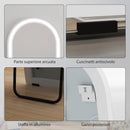 Specchio da Terra ad Arco 150x50 cm con Luci Dimmerabili e Funzione di Memoria Autoportante o da Parete Trasparente      