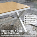 Set 7 Pezzi Pranzo per Esterno Tavolo con 6 Sedie Impilabili Telaio in Alluminio Teak      