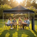 Gazebo Richiudibile Pieghevole 3x3m in Acciaio e PVC Impermeabile Nero