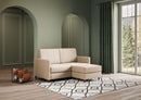 Divano 2 Posti con Pouf 138x155x85 cm Karay in Tessuto Beige