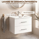 Mobile Bagno 61x40x48 cm con Lavabo in Ceramica e 2 Cassetti in Truciolare e MDF Bianco      