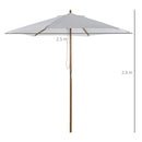 Ombrellone da Giardino Ø2,5x2,3 m Palo Ø38 mm in Bambù Bianco