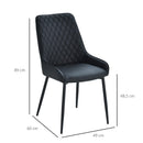 Set 2 Sedie Imbottite 49x60x89 cm in Similpelle  Nere