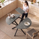 Tavolo Pranzo Allungabile 4-6 Posti 135x100x75 cm con Prolunga a Farfalla e Base a X in MDF e Acciaio Marmo Nero      
