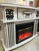 Camino Elettrico da Pavimento 112x142,8x38,5 cm Effetto Fiamma 1500W Roma & Richi Bianco