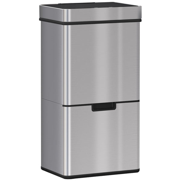sconto Abfallbehälter mit automatischer Öffnung 42x30x81 cm 72lt 3 Fächer aus Stahl und ABS