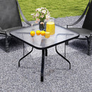 Tavolo da Giardino a 4 Posti 96,5x96,5x70 cm con Piano in Vetro e Foro per Ombrellone Ø54 mm Nero   