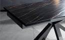 Tavolo Allungabile 160/240x90x76 cm in Metallo con Top Ceramica su Vetro Marmo Nero