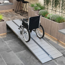 Rampa per Sedia a Rotelle e Scooter per Disabili 305x73.5x5 cm Pieghevole e Antiscivolo in Alluminio Argento      