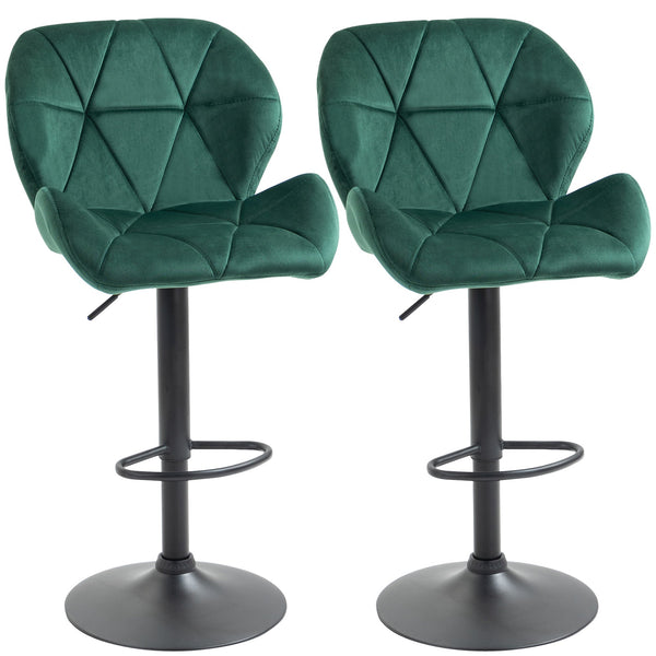 Set mit 2 Barhockern 51,5 x 57,5 x 93–114,5 cm in grünem Stoff mit Samteffekt sconto