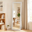 Specchio da Terra a Figura Intera 37x40x155 cm con Cornice e Supporto in Legno MDF e Vetro Bianco      