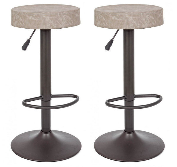 prezzo Set 2 Sgabelli Regolabile 35x35x64/85 cm Piper in Ecopelle Grigio Chiaro Vintage