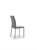 Set 4 Sedie Leda 42x52x96 cm in Tessuto Easy-Clean Gambe Rivestite in Tinta Grigio Scuro      