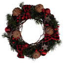 Coroncina con pigne e fiocchi rosso scozzese cm Ø34x10