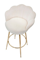 Sgabello Bar Vienna Crema 55x53x110 cm Spugna e Tessuto e Metallo Crema e Oro