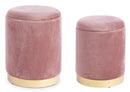 Set 2 Pouf Contenitore Polina Rosa Antico in Tessuto effetto Velluto