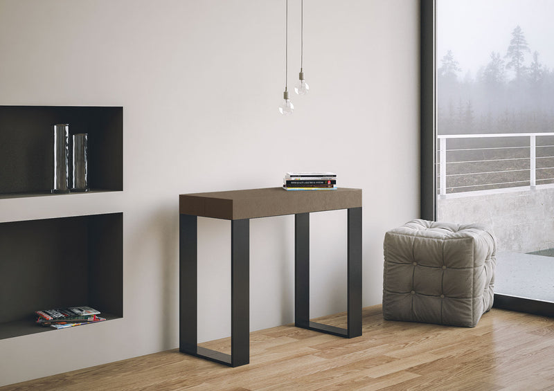 Consolle Allungabile 90-196x40x77 cm Tecno Small Tortora Telaio Antracite 