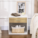 Set 2 Comodini 1 Cassetto 47,5x40x45 cm in Truciolato Bianco e Legno Naturale
