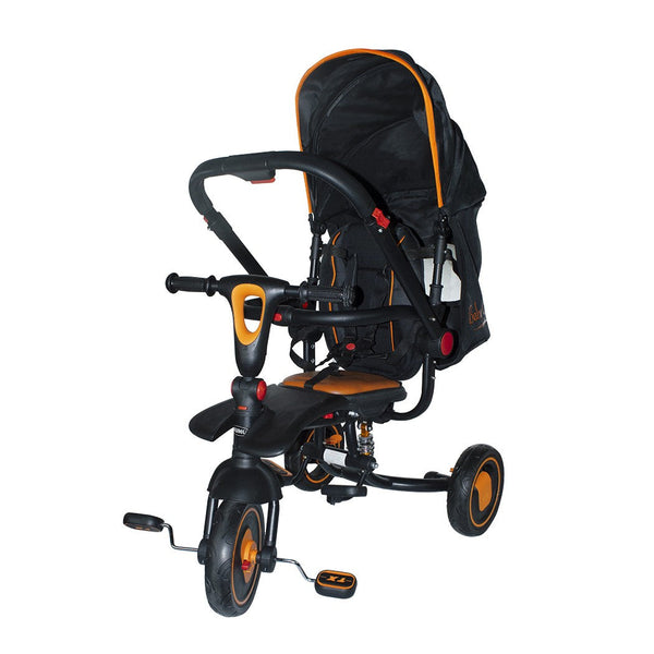 Dreirad Kinderwagen Kindersitz Wendesitz in schwarzem Leder sconto