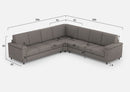Divano Angolare 7 Posti 286x286x85 cm Marrak in Tessuto Grigio
