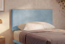 Letto 1 Piazza e Mezza con Rete Rivestita Microfibra Azzurro Tessis Testata Flat Varie Misure
